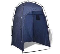 vidaXL Portable Shower, WC and Changing Tent in Blue - Compact Camping, Beach and Park Accessory with Storage Compartments, Easy Access Door, and Foldable Design