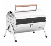 vidaXL Portable Tabletop Charcoal BBQ Grill Stainless Steel Double Grids