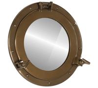 Porthole Mirror Brass Ø38cm Aluminium & Glass Nautical Wall Hanging Decor Accent