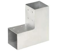 vidaXL Post Connector L Shape Galvanised Metal 81x81mm Wood Beams Shoe Support