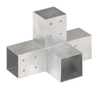 vidaXL Post Connector X Shape Galvanised Metal 81x81mm Wood Beams Shoe Support