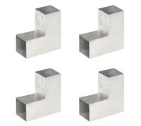 vidaXL Post Connectors 4 pcs L Shape Galvanised Metal 81x81 mm