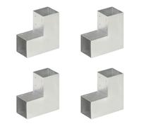 vidaXL Post Connectors 4 pcs L Shape Galvanised Metal 91x91 mm
