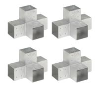 vidaXL Post Connectors 4 pcs X Shape Galvanised Metal 101x101 mm