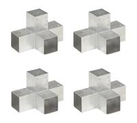 vidaXL Post Connectors 4 pcs X Shape Galvanised Metal 91x91 mm
