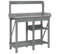 vidaXL Potting Bench with Shelves, Plant Stand for Potted Plants, Potting Table for Indoor Outdoor Home Garden Terrace, Grey Solid Wood Fir