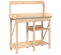 vidaXL Potting Bench with Shelves - Solid Fir Wood Construction, Zinc-Top Workbench, Drawer Storage for Garden, Patio, Greenhouse