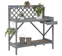 vidaXL Potting Bench with Trellis Grey Solid Wood Fir