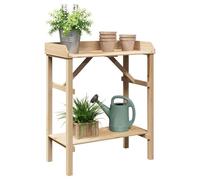 vidaXL Solid Pine Plant Stand - Indoor/Outdoor Use, Two-Tier Shelves - Beige 75x40x90 cm