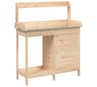 vidaXL Potting Table with Cabinet 110.5x45x124.5 cm Solid Wood Fir