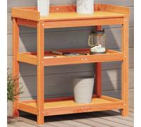 vidaXL Potting Table with Shelves Brown 82.5x45x86.5 cm Solid Wood Pine
