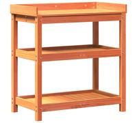 vidaXL Potting Table with Shelves Garden Potting Bench Brown Solid Wood Pine