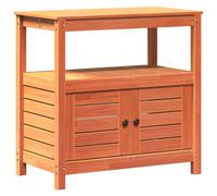 vidaXL Potting Table with Shelves Garden Potting Bench Brown Solid Wood Pine