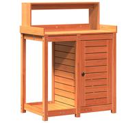 vidaXL Potting Table with Shelves Garden Potting Bench Brown Solid Wood Pine