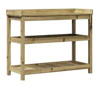 vidaXL Potting Table-Brown Impregnated Pine Wood, 108x45x86.5 cm, Outdoor Garden Bench Station for Planting, Display Shelf for Patio/Terrace