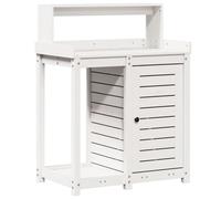vidaXL Potting Table with Shelves Garden Potting Bench White Solid Wood Pine