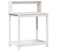 vidaXL Potting Table with Shelves Garden Potting Bench White Solid Wood Pine
