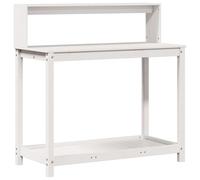 vidaXL Potting Table with Shelves Garden Potting Bench White Solid Wood Pine