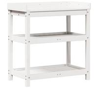 vidaXL Potting Table with Shelves Garden Potting Bench White Solid Wood Pine