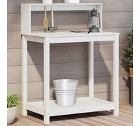 vidaXL Potting Table with Shelves White 82.5x50x109.5 cm Solid Wood Pine