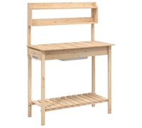 vidaXL Potting Table with Sink 147.5x44x139.5 cm Solid Wood Fir