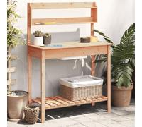 vidaXL Potting Table with Sink Brown 147.5x44x139.5 cm Solid Wood Fir