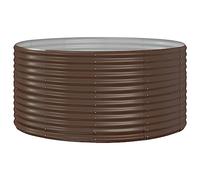 vidaXL Powder-Coated Steel Garden Raised Bed, Rust-Resistant and Weather-Proof Planter for Outdoor Use, Ideal for Planting Vegetables and Flowers - Brown, Large, Round-Shape 140x140x68 cm