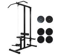 vidaXL Power Tower with Weight Plates 40kg Home Training Pull-up Dip Station
