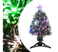 Vidaxl Pre-Lit Christmas Tree Green And White 64 Cm Fibre Optic