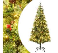 vidaXL Pre-lit Christmas Tree with Pine Cones Artificial Tree Green PVC and PE
