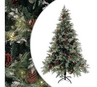 vidaXL Pre-lit Christmas Tree with Pine Cones Decor Green and White PVC and PE