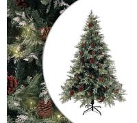 vidaXL Pre-lit Christmas Tree with Pine Cones Decor Green and White PVC and PE