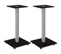 vidaXL Premium Aluminium and Tempered Glass Speaker Stands - Freestanding, One-Pillar Design, In-Built Wire Management, Non-Slip Base and Easy Assembly.