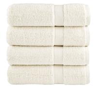 vidaXL Cotton Bath Towels - 4 pcs 100% Ring-Spun Cotton Bath Sheets 100x150 cm, Cream, Machine Washable, 600gsm - 4 Pack Absorbent Bathroom Towels