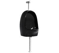 vidaXL Wall-Hung Ceramic Urinal – Flush Valve & Drain, Streamlined Anti-Splash Design, Black