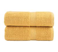 vidaXL Gold Bath Towels - 100% Cotton, Absorbent, Soft, 30x50 cm, OEKO-TEX Certified (2 pcs) - Guest Towels with Hanging Loop, Machine Washable