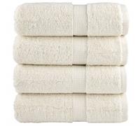 vidaXL Cotton Guest Towels - Set of 4 Cream 30x50 cm | Super Absorbent 600 gsm | Multipurpose Kitchen/Gym/Face Towels | Machine Washable with Hanging Loop