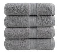 vidaXL Guest Towels - 4 pcs Grey 600gsm 100% Cotton - Absorbent Bath Towel Set - OEKO-TEX Certified, Machine Washable with Hanging Loop, 30x50 cm