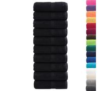 vidaXL Premium Guests Towels Set - 100% Cotton - Black 30x50 cm - Highly Absorbent & Machine Washable - Pack of 10