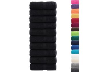 vidaXL Premium Guests Towels Set - 100% Cotton - Black 30x50 cm - Highly Absorbent & Machine Washable - Pack of 10