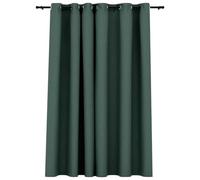 vidaXL Premium Linen Look Blackout Curtains with Grommets - Room Darkening Drapes for Living Room, Bedroom, Office - Easy to Hang, Machine Washable - Green (290x245cm)