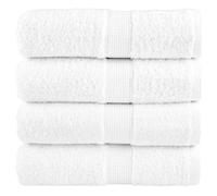 vidaXL White Cotton Washcloths - Set of 4 600gsm Turkish Face Cloths/Towels with Hanging Loop - 30x30 cm Machine Washable