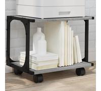 vidaXL Printer Stand - Grey Sonoma, Engineered Wood, 2-Tier with Lockable Wheels, Storage Shelf for Office Equipment/Multipurpose Cart 41x28x33.5cm
