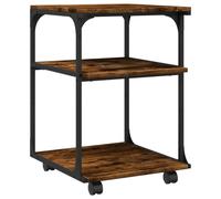 vidaXL 3-Tier Smoked Oak Printer Stand/Office Organizer - Engineered Wood & Steel with Castors 43x48x64 cm