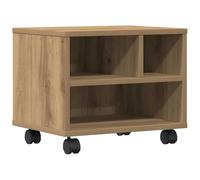 vidaXL printer stand with wheels - oak finish/lockable/compact 41x32x34.5cm for office/home - durable particle board - easy assemble