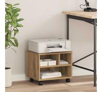 vidaXL Printer Stand with Wheels - Oak Finish, Lockable, Durable Particle Board, 41x32x34.5 cm