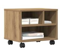 vidaXL Printer Stand with Wheels - Oak Finish, Lockable, Durable Particle Board, 41x32x34.5 cm