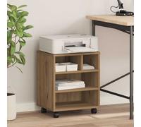 vidaXL Printer Stand with Wheels - Compact Office Storage Solutions - Concrete Grey Engineered Wood - 41x32x48 cm
