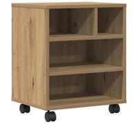 vidaXL Printer Stand with Wheels - Compact Office Storage Solutions - Concrete Grey Engineered Wood - 41x32x48 cm