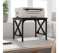 vidaXL Black Printer Stand - Engineered Wood and Metal,Desktop Organizer, Adjustable Feet, Multi-Use Stand, 40x30x31 cm